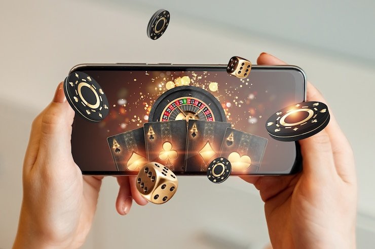 Mobile phone screen showing live blackjack dealer studio